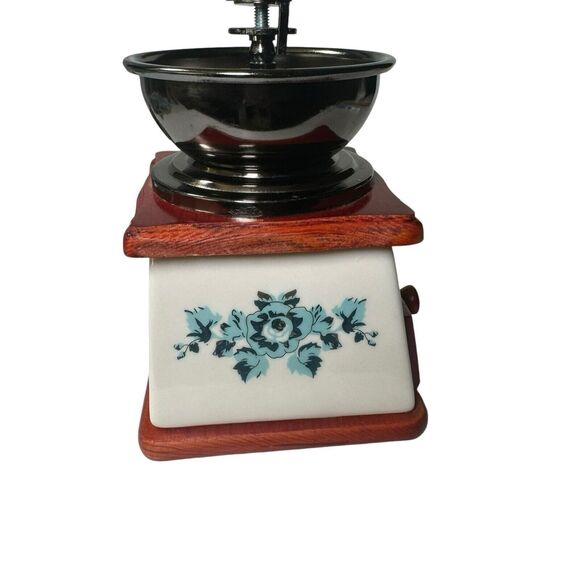 Vintage Cafe Coffee Mill Grinder with Porcelain- Floral- Fast Shipping - Picture 5 of 16